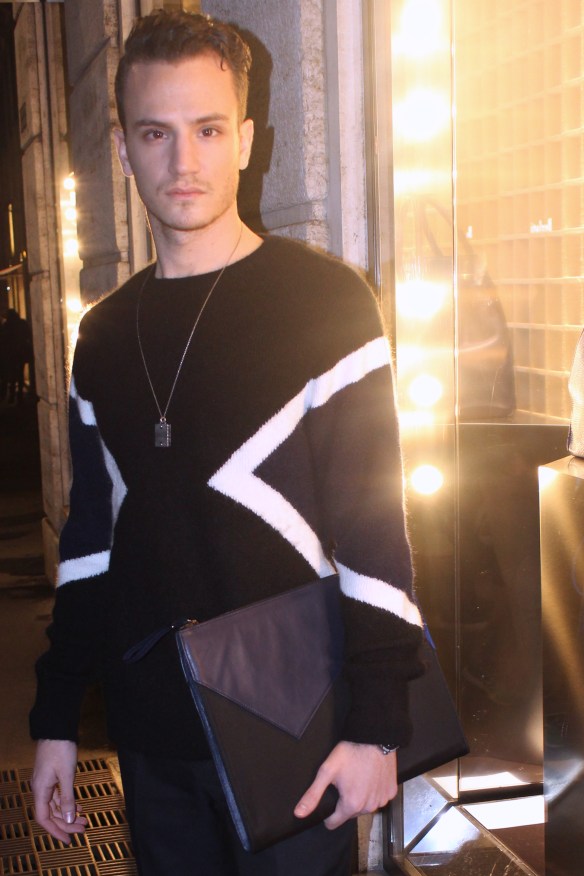 Neil Barrett fw13 modernist sweater and briefcase