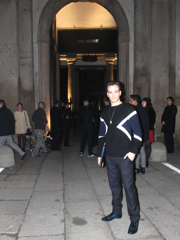 Outside the Neil Barrett show venue 