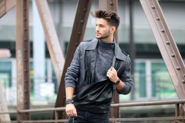 adrien guarino swiss model infashionity menswear platform fashion blog henri balit photography styling leather vest skinny jeans suede boots menswear look