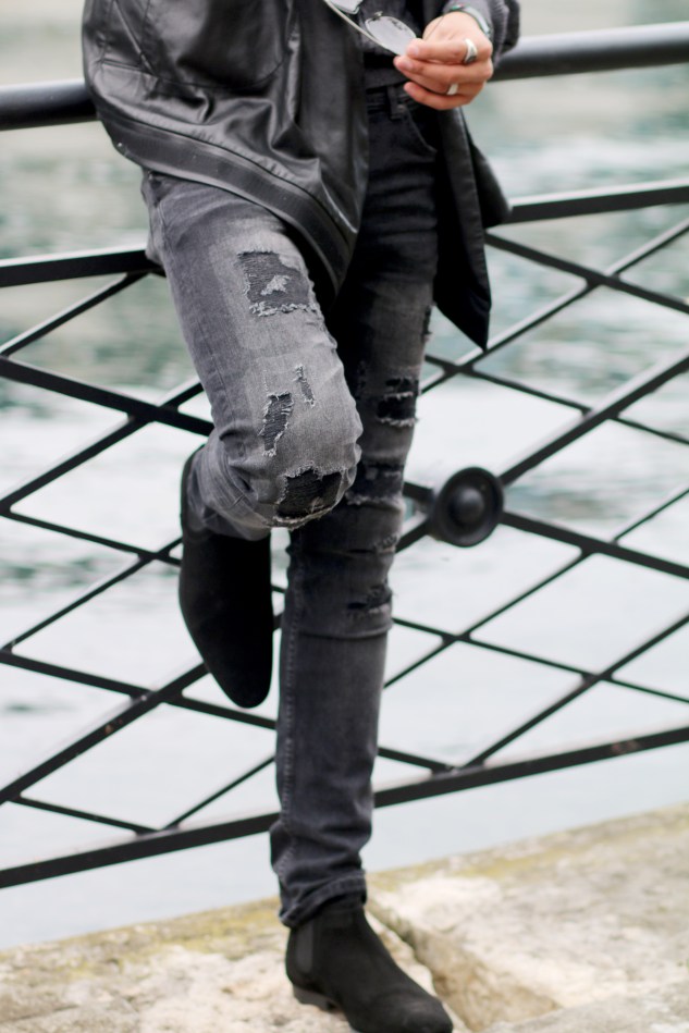 adrien guarino swiss model infashionity menswear platform fashion blog henri balit photography styling leather vest skinny jeans suede boots menswear look