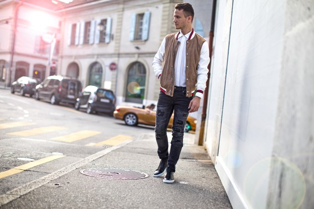 infashionity menswear fashion blog swiss henri balit photography styling varsity jacket streetstyle