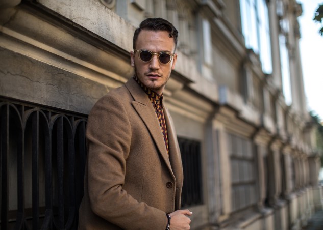 infashionity swiss men's fashion blog styling camel coat bally graphic shirt fall style