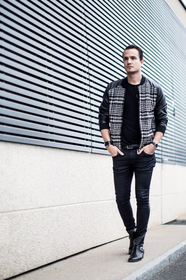 infashionity menswear fashion blog bomber jacket skinny jeans boots man look