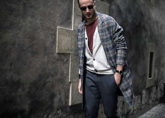 menswear fashion blog infashionity henri balit the chic man prince of wales check coat zara beige chelsea boots old town