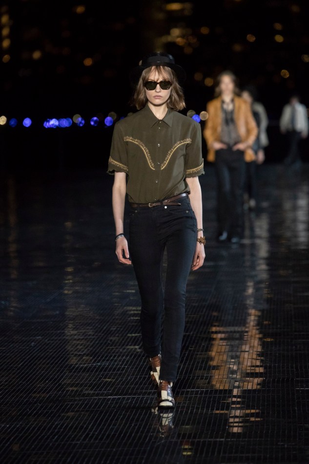 saint laurent menswear spring summer 19 collection anthon vacarello infashionity review kaki shirt