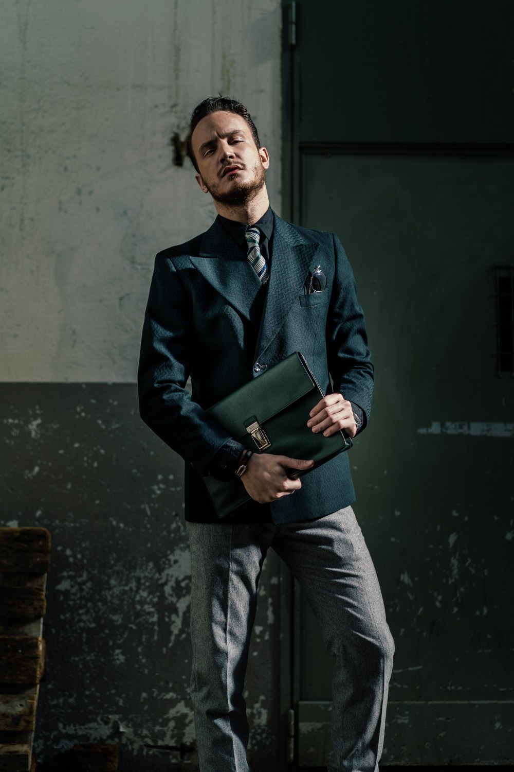 double breasted blazer prada leather briefcase dapper man style blogger 